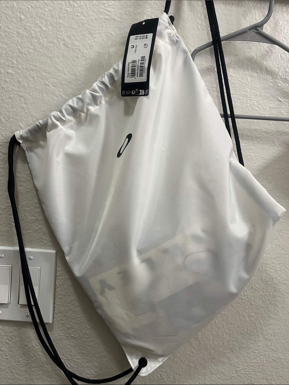 Oakley White Drawstring Sack with Black Cords